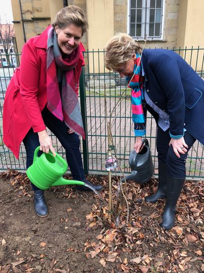Elisabeth Brunkhorst (li.) und Barbara Otte-Kinast bei der Pflanzaktion Foto: ML