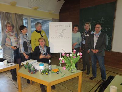 Beim „Wissen ent-spannt“-Seminar zum Thema Glyphosat: Teilnehmerinnen mit Stefan Engert vom BfR und Barbara Otte-Kinast, NLV-Vorsitzende (Mitte sitzend)